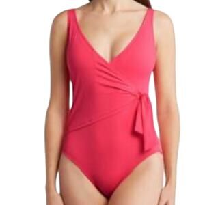 Tommy Bahama swimsuit tie front one piece bathing suit coral size 10